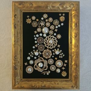 Custom Made Gold And Pearl Jewelry Art For Home Or Wall Decor